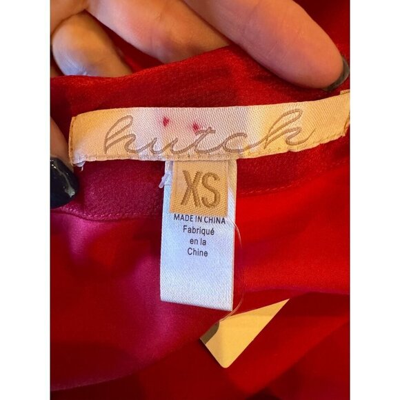 Hutch‎ Anthropologie Dress Women XS Red Satin Bow Front Slip Midi NWT Party - Picture 9 of 14